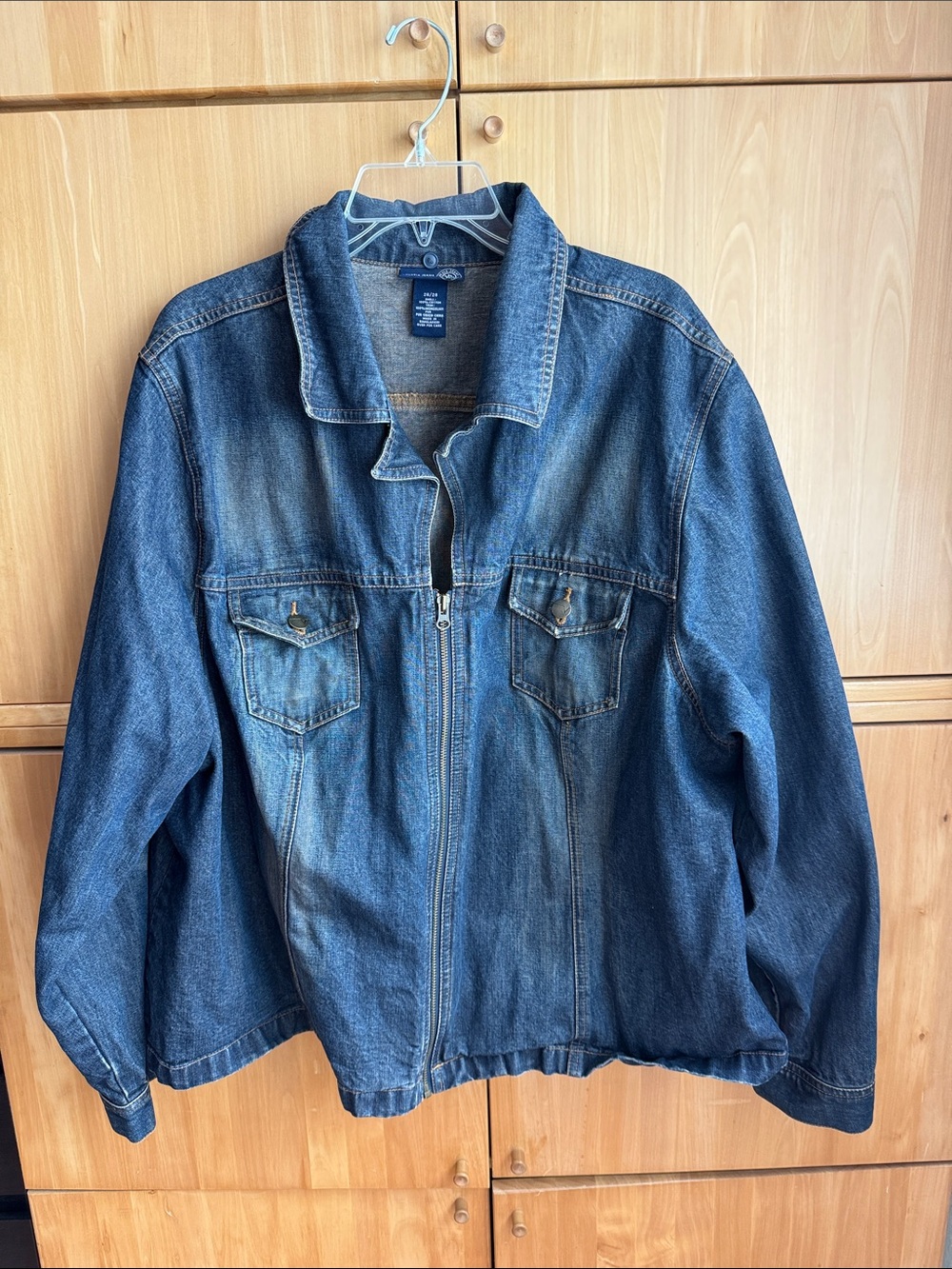 Classic Blue Denim Zip-Front Jacket